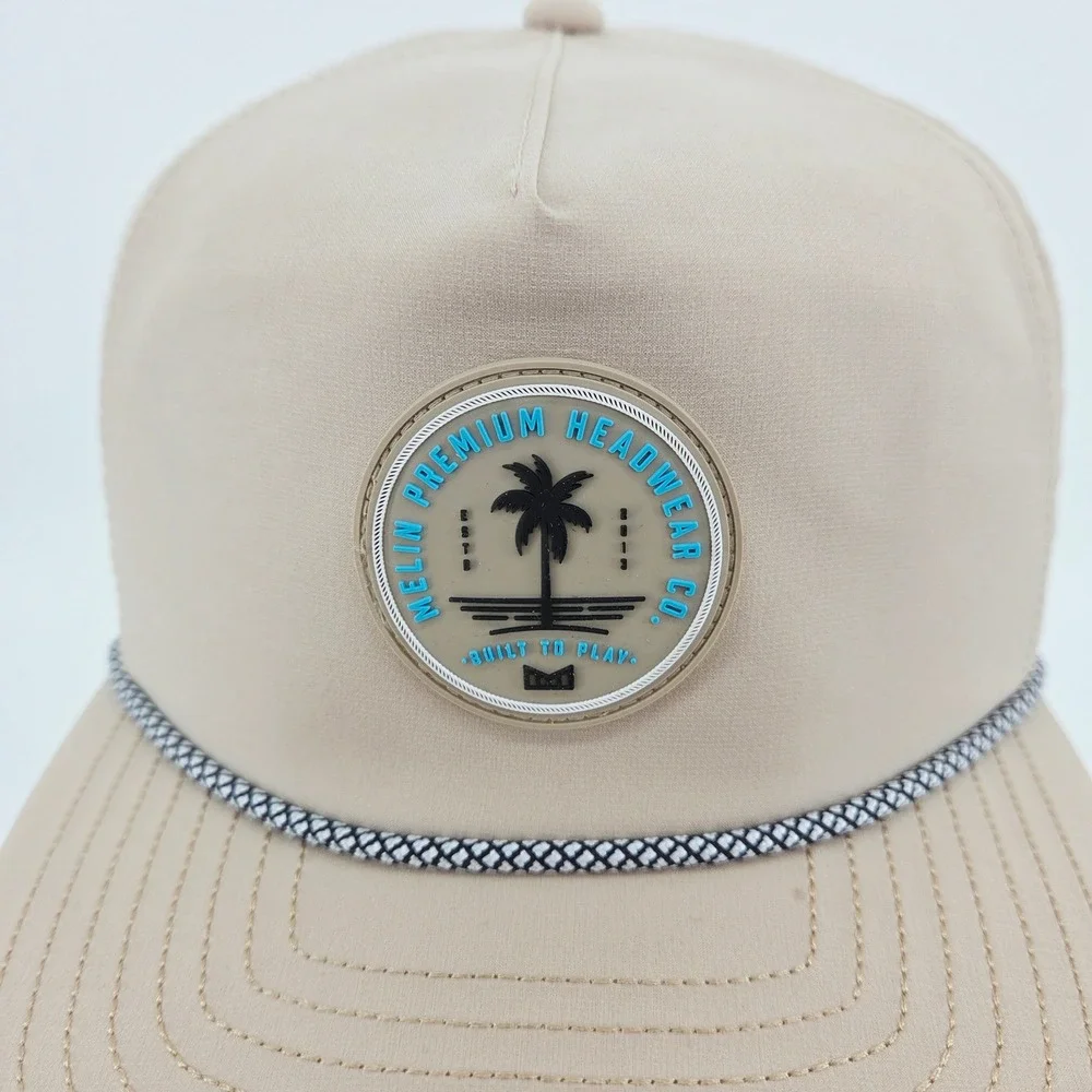 Melin Coronado Hydro Laferty Snapback Hat Tan Sand Steel Rope Trucker Golf Cap